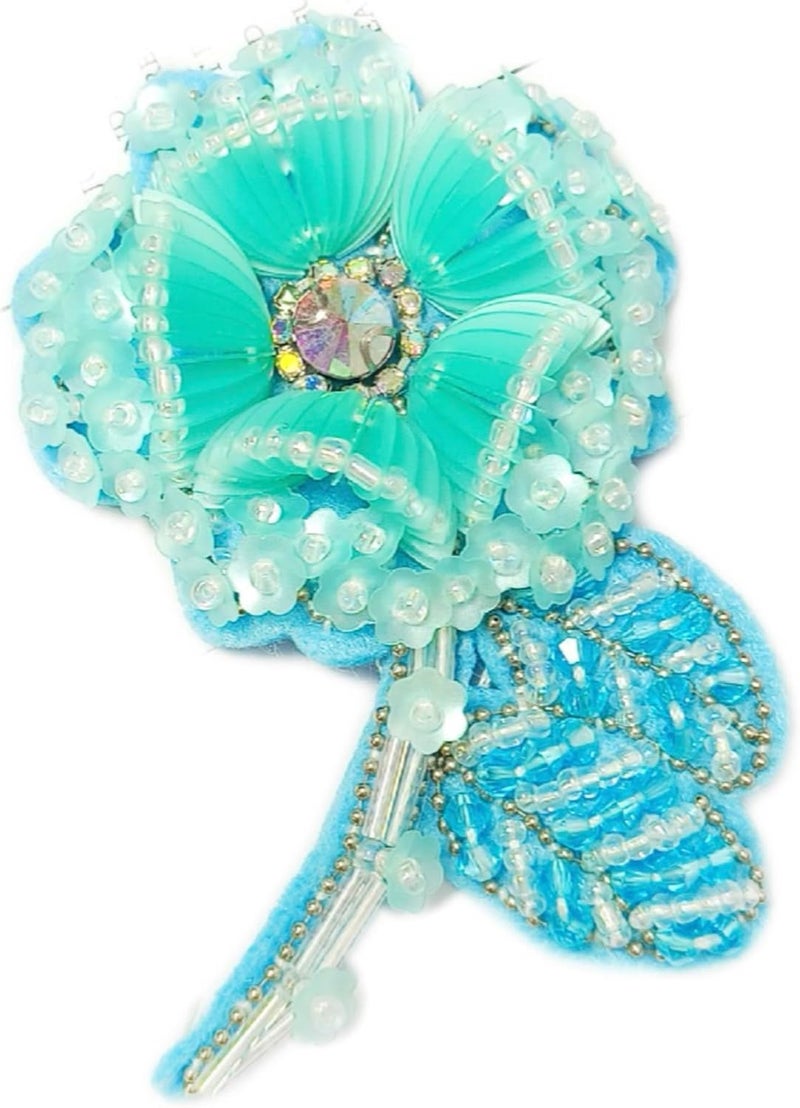 JRYYR Flower Sequin Applique,Blue Beaded Applique for Dresses，Hats, Bags and Other Garments Decorative Floral Patches(Light Blue-A Flower) - Image 1